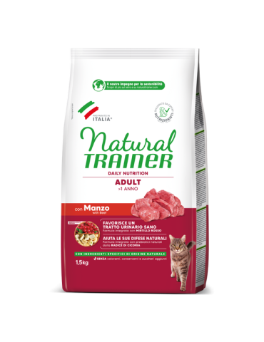 Crocchette Gatto Natural Trainer Adult Manzo 1,5 kg