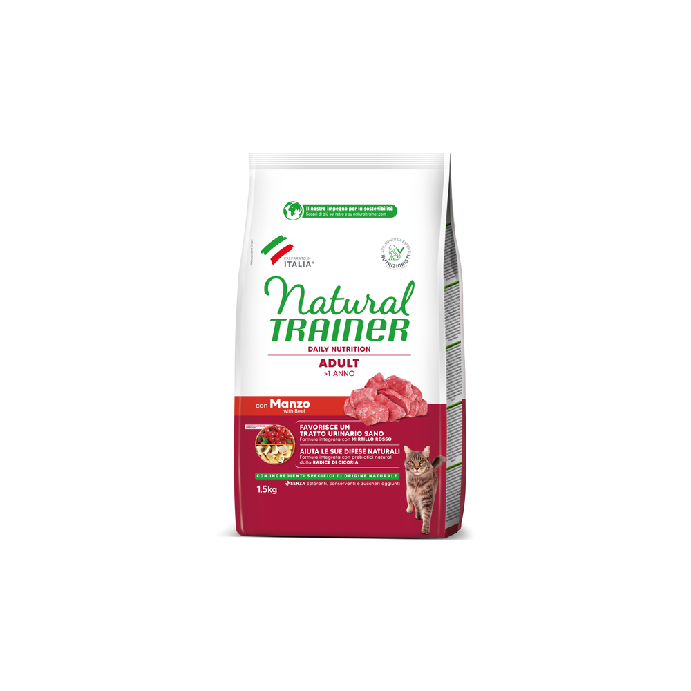 Crocchette Gatto Natural Trainer Adult Manzo 1,5 kg