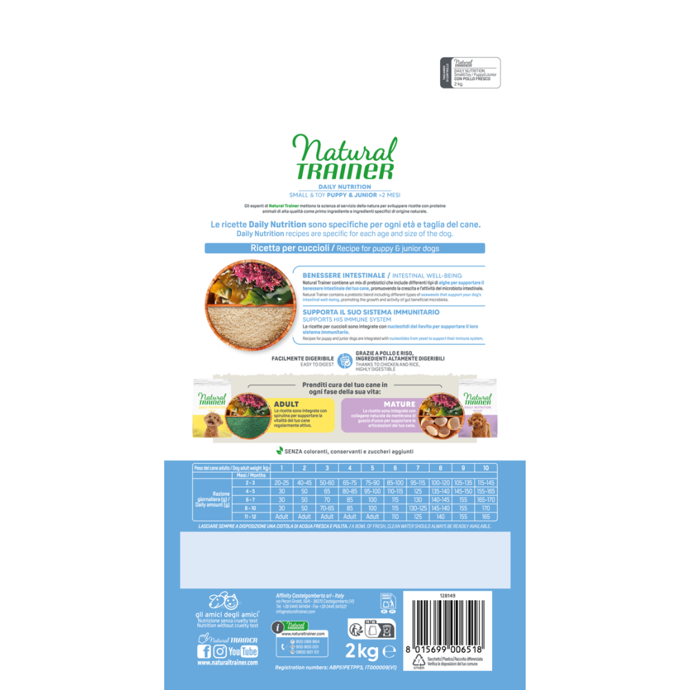 Crocchette Cane Natural Trainer Puppy & Junior Pollo 2 kg