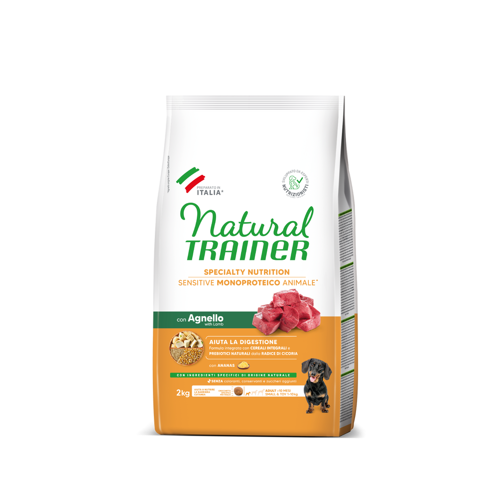 Crocchette Cane Natural Trainer Sensitive No Gluten Mini Adult Agnello 2 kg
