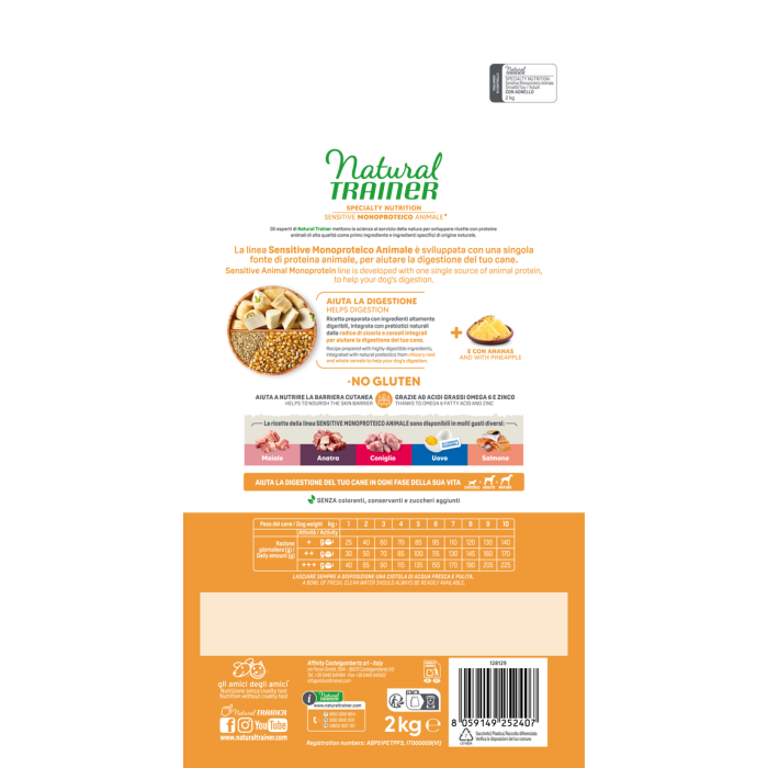 Crocchette Cane Natural Trainer Sensitive No Gluten Mini Adult Agnello 2 kg