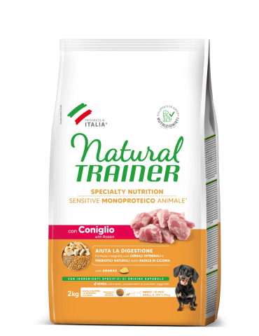 Crocchette Cane Natural Trainer Sensitive No Gluten Mini Adult Coniglio 2 kg