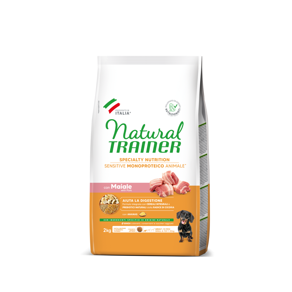 Crocchette Cane Natural Trainer Sensitive No Gluten Mini Adult Maiale 2 kg