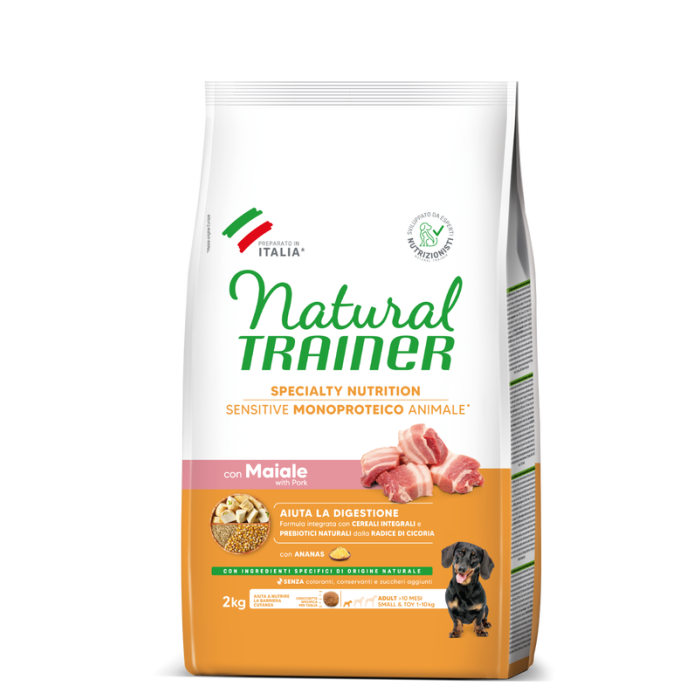 Crocchette Cane Natural Trainer Sensitive No Gluten Mini Adult Maiale 2 kg