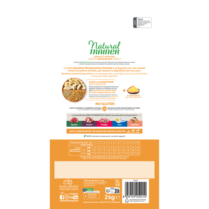 Crocchette Cane Natural Trainer Sensitive No Gluten Mini Adult Maiale 2 kg