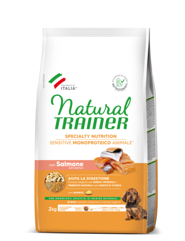 Crocchette Cane Natural Trainer Sensitive No Gluten Mini Adult Salmone 2 kg