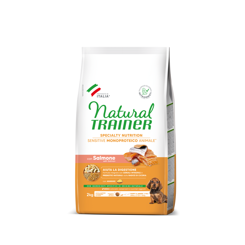 Crocchette Cane Natural Trainer Sensitive No Gluten Mini Adult Salmone 2 kg