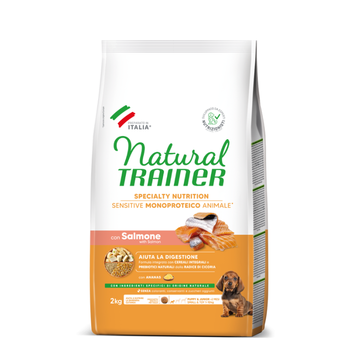 Crocchette Cane Natural Trainer Sensitive No Gluten Mini Adult Salmone 2 kg