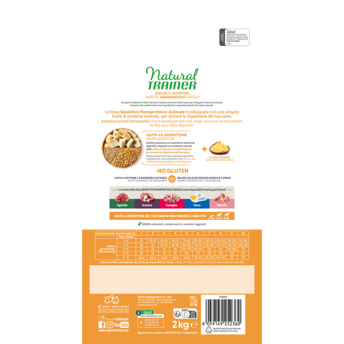 Crocchette Cane Natural Trainer Sensitive No Gluten Mini Adult Salmone 2 kg