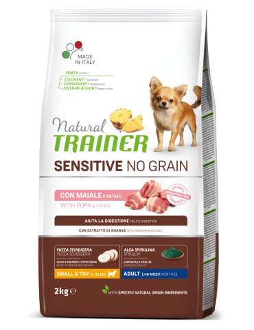 Crocchette Cane Natural Trainer Sensitive No Grain Mini Adult Maiale 2 kg