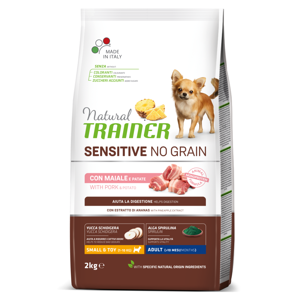 Crocchette Cane Natural Trainer Sensitive No Grain Mini Adult Maiale 2 kg