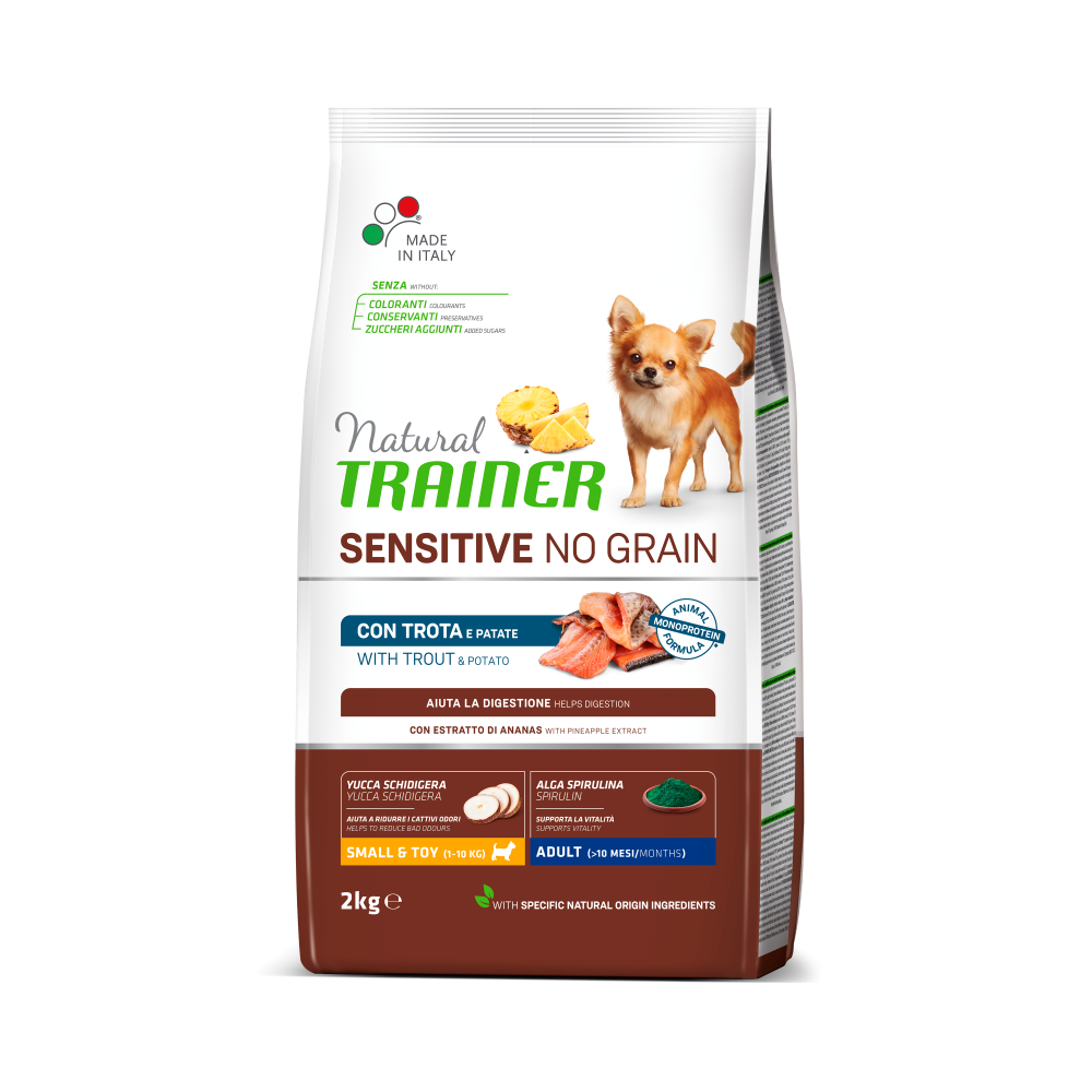 Crocchette Cane Natural Trainer Sensitive No Grain Mini Adult Trota 2 kg