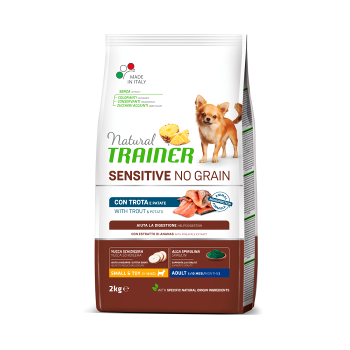 Crocchette Cane Natural Trainer Sensitive No Grain Mini Adult Trota 2 kg