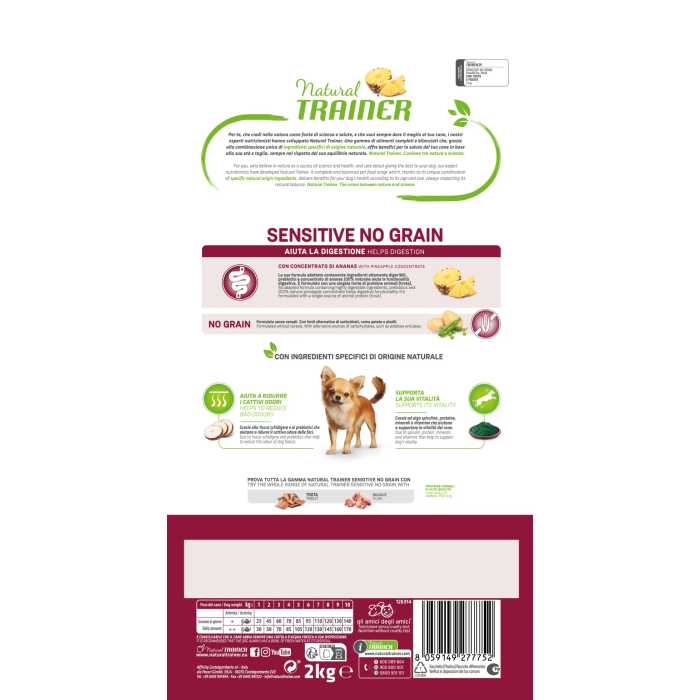 Crocchette Cane Natural Trainer Sensitive No Grain Mini Adult Trota 2 kg