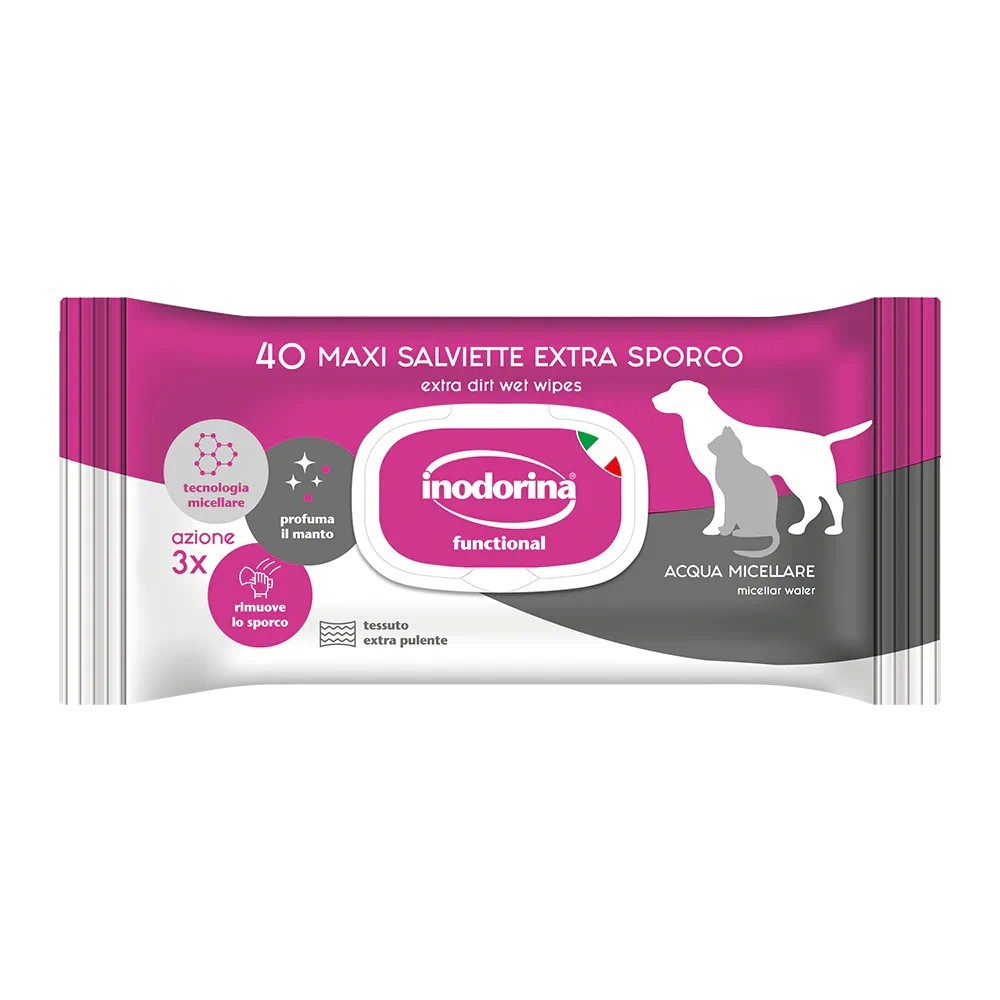 Inodorina Salviette Extra Sporco Acqua Micellare 40 pz | Zoopluto