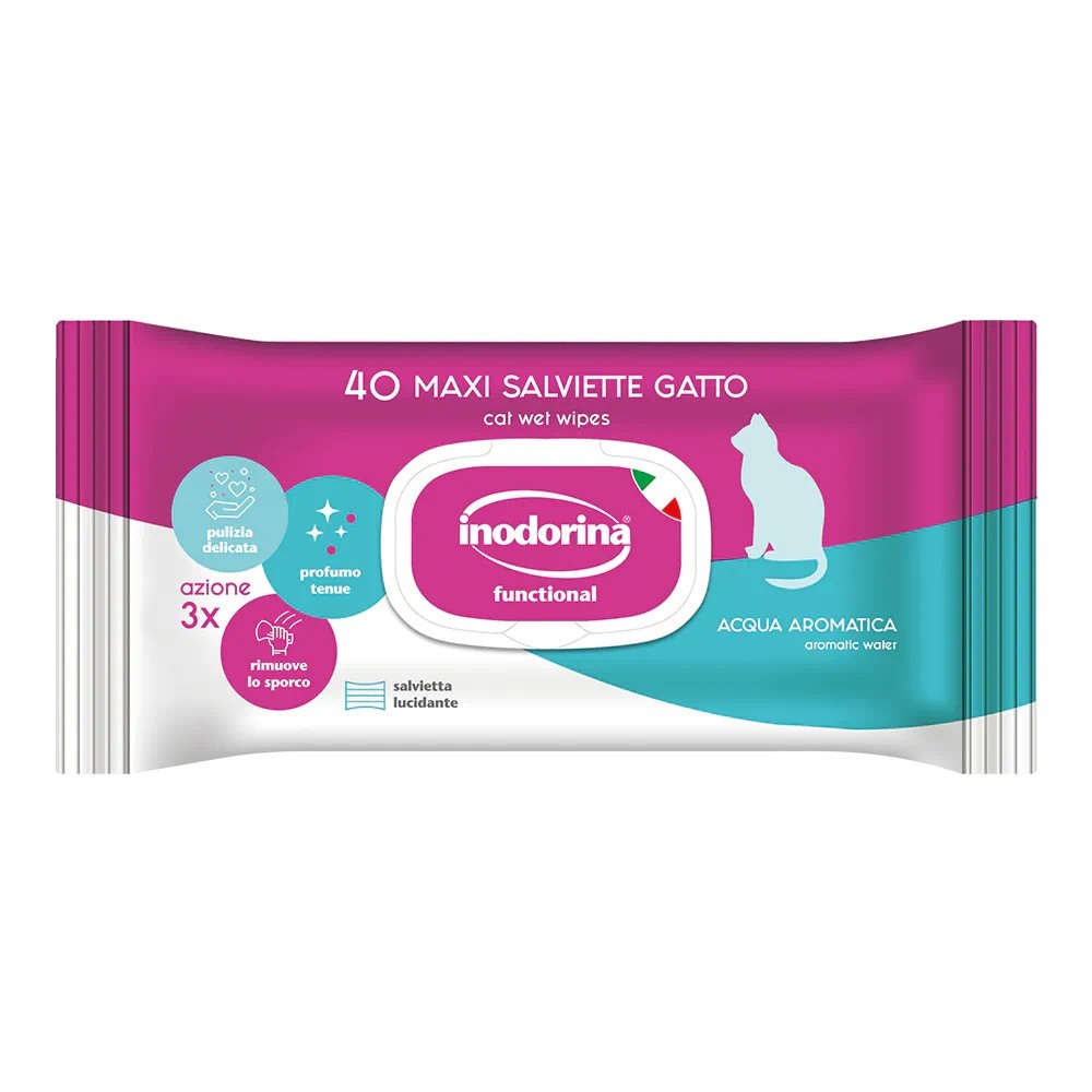 Inodorina Salviette Functional Gatto Acqua Aromatica 40 pz | Zoopluto