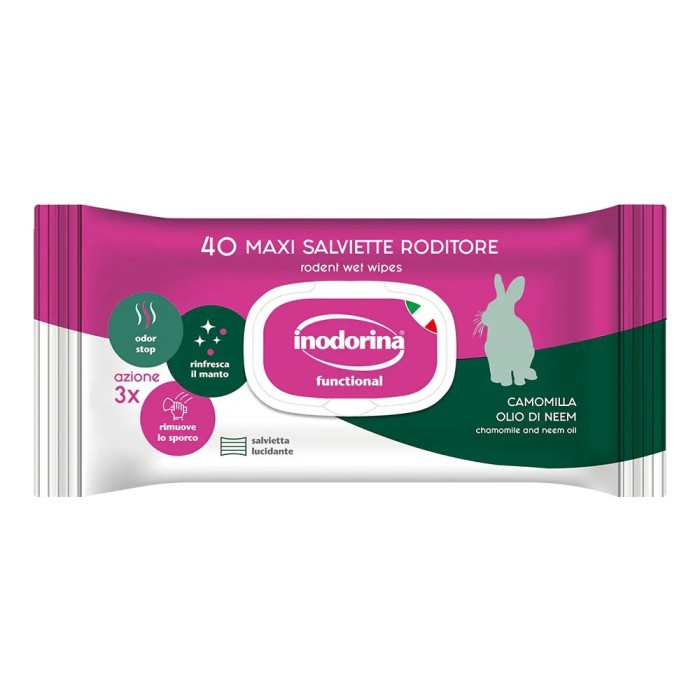 Inodorina Salviette Functional Roditori Camomilla e Olio di Neem 40 pz | Zoopluto