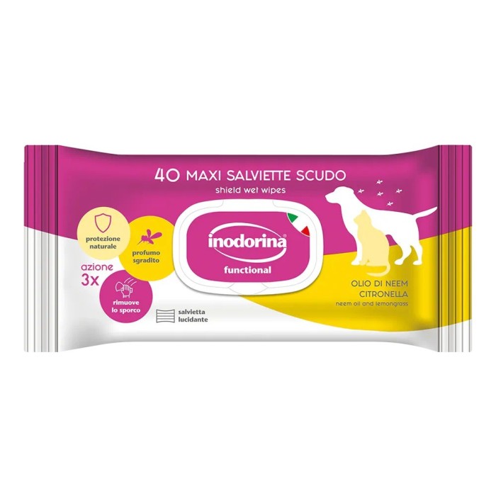 Inodorina Salviette Functional Scudo Olio di Neem e Citronella 40 pz | Zoopluto