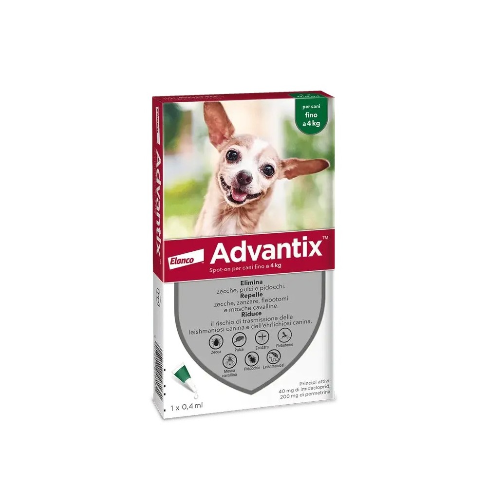 Advantix Cane fino 4 Kg 6 pipette 0,4 ml | Zoopluto