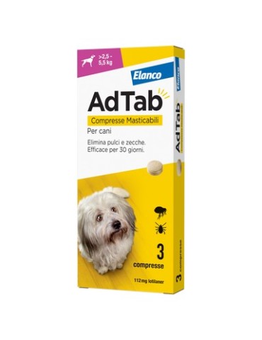 AdTab Cane 112,5 mg 2,5-5,5 Kg 3 compresse | Zoopluto