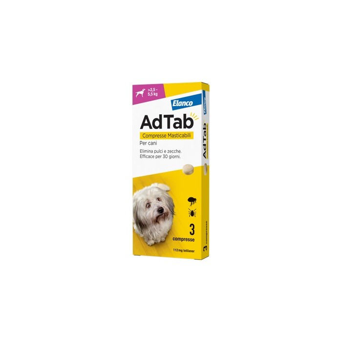 AdTab Cane 112,5 mg 2,5-5,5 Kg 3 compresse | Zoopluto