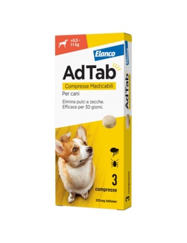 AdTab Cane 225 mg 5,5-11 Kg 3 compresse | Zoopluto