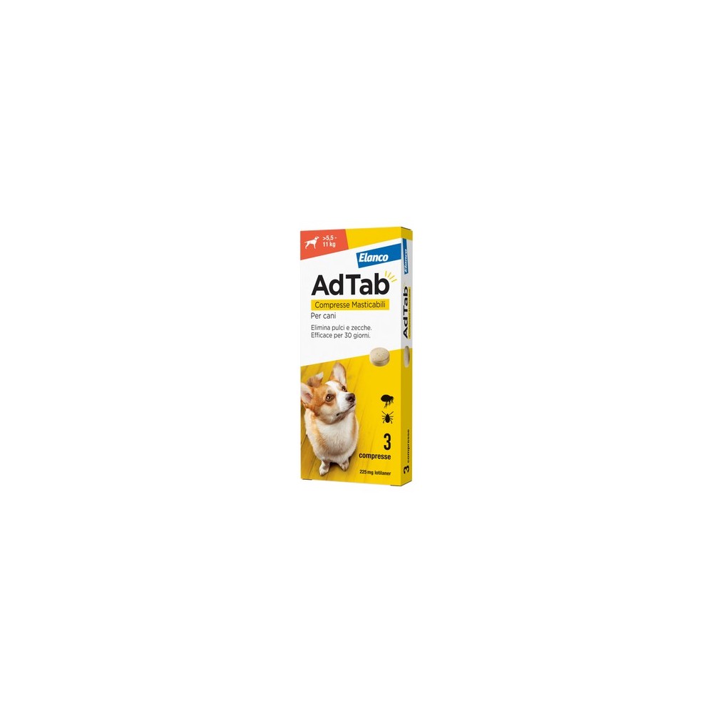 AdTab Cane 225 mg 5,5-11 Kg 3 compresse | Zoopluto