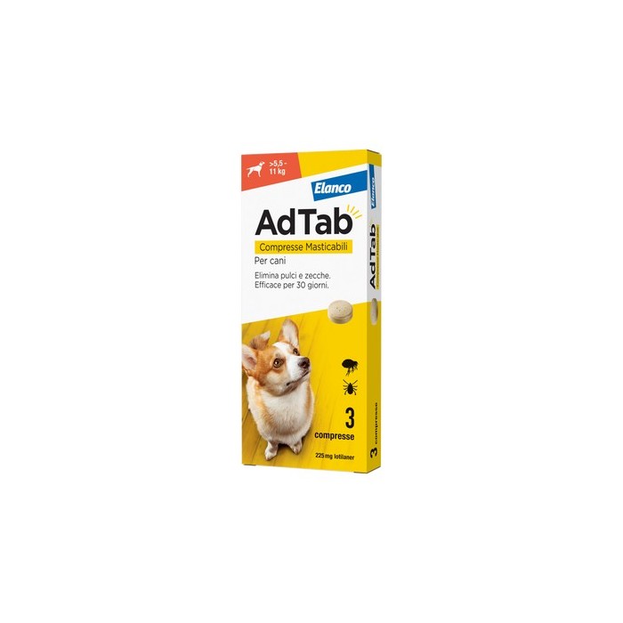 AdTab Cane 225 mg 5,5-11 Kg 3 compresse | Zoopluto