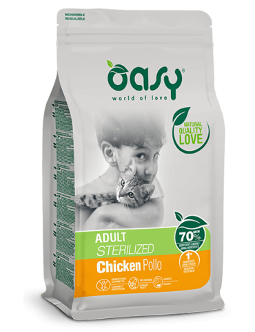 Oasy Crocchette Gatto Adult Sterilized Pollo 1,5 Kg | Zoopluto