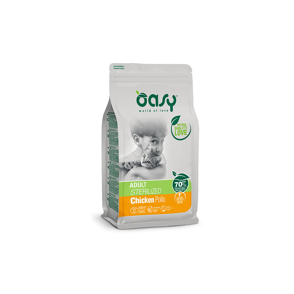 Oasy Crocchette Gatto Adult Sterilized Pollo 1,5 Kg | Zoopluto