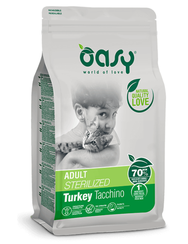 Oasy Crocchette Gatto Adult Sterilized Tacchino 1,5 Kg | Zoopluto