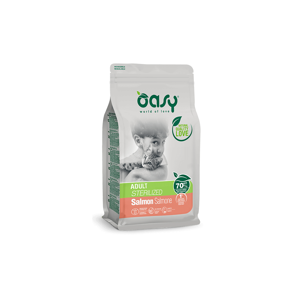 Oasy Crocchette Gatto Adult Sterilized Salmone 1,5 Kg | Zoopluto