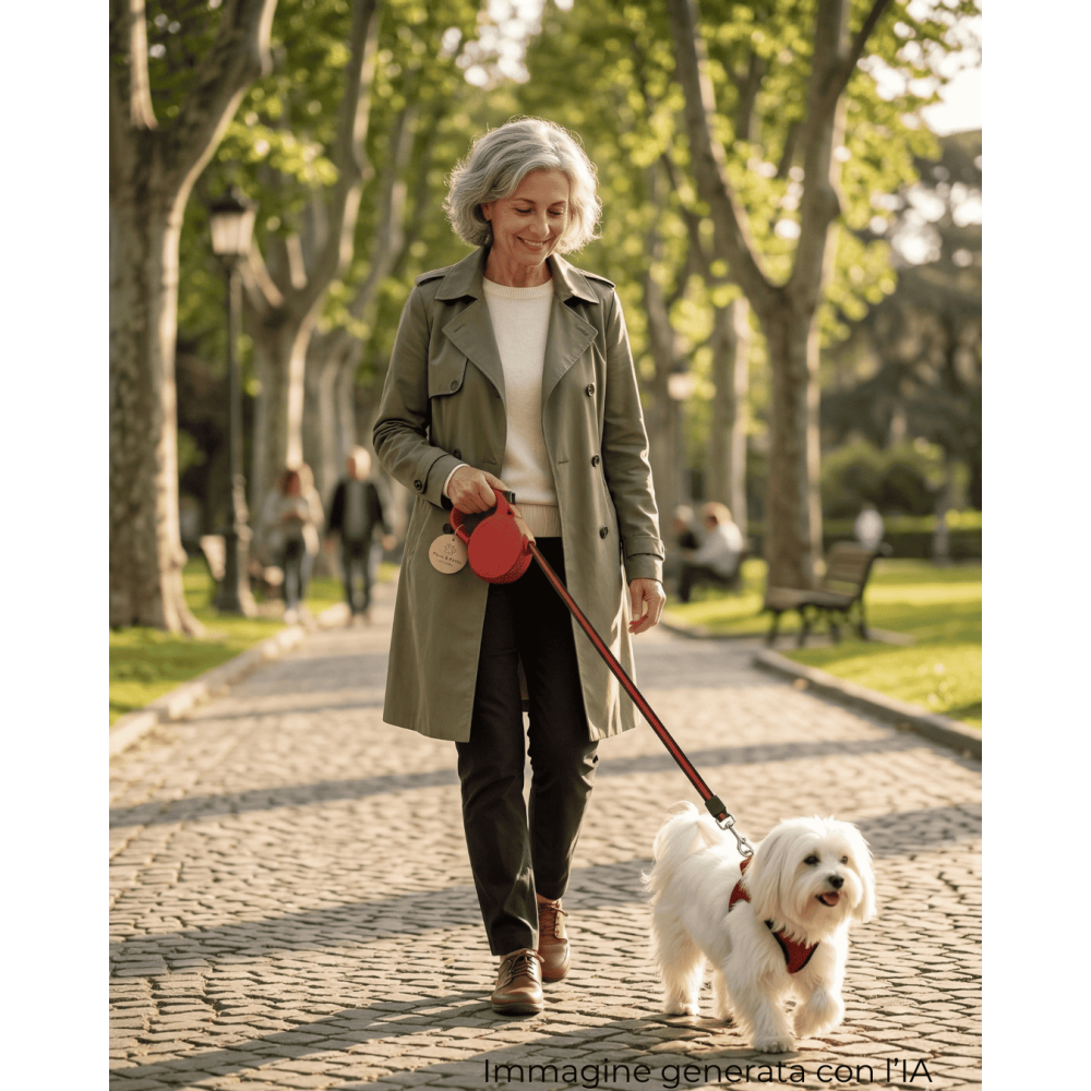 Guinzaglio Retrattile 5m Rosso per Cani