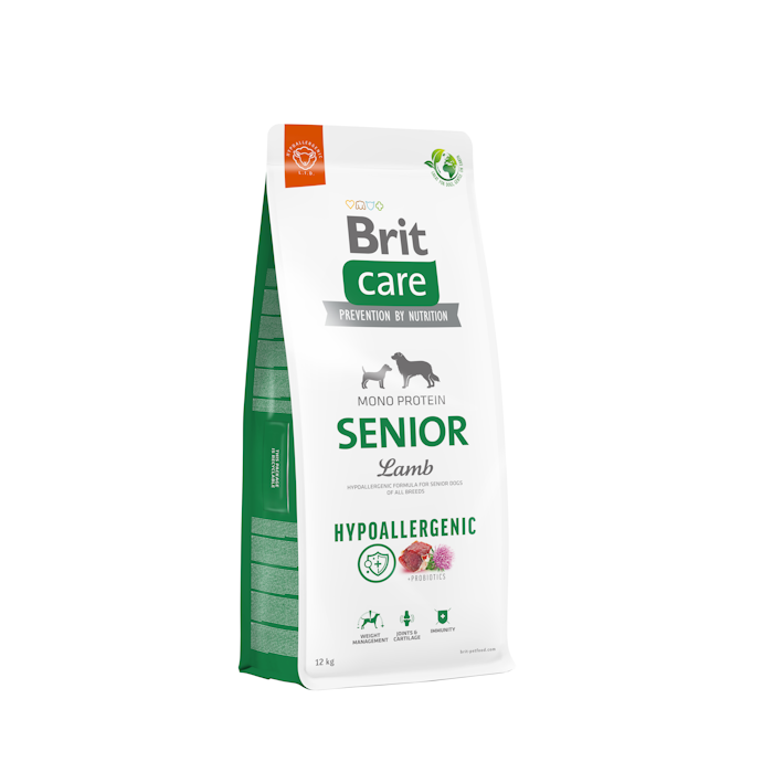 Brit Care Hypo Senior Agnello 12 KG - Crocchette Ipoallergeniche per Cani Anziani