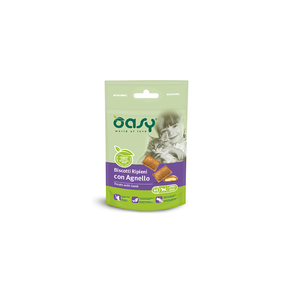 Oasy Biscotti Ripieni Agnello Gatto 60 g | Zoopluto