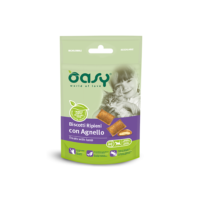 Oasy Biscotti Ripieni Agnello Gatto 60 g | Zoopluto