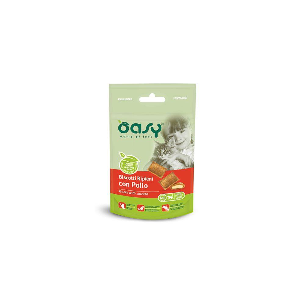 Oasy Biscotti Ripieni Pollo Gatto 60 g | Zoopluto