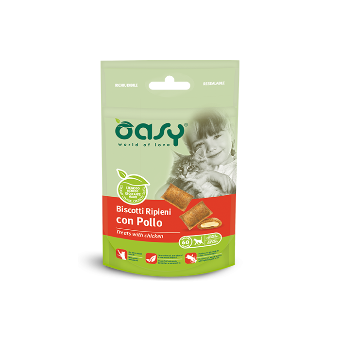 Oasy Biscotti Ripieni Pollo Gatto 60 g | Zoopluto