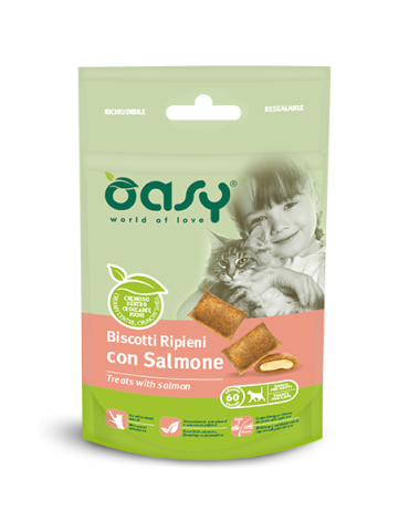 Oasy Biscotti Ripieni Salmone Gatto 60 g | Zoopluto