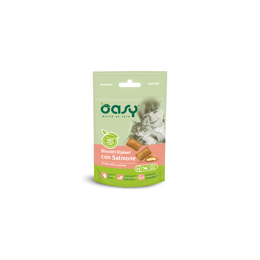 Oasy Biscotti Ripieni Salmone Gatto 60 g | Zoopluto