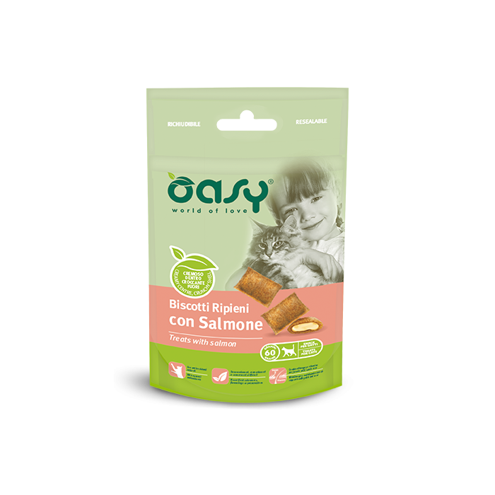 Oasy Biscotti Ripieni Salmone Gatto 60 g | Zoopluto
