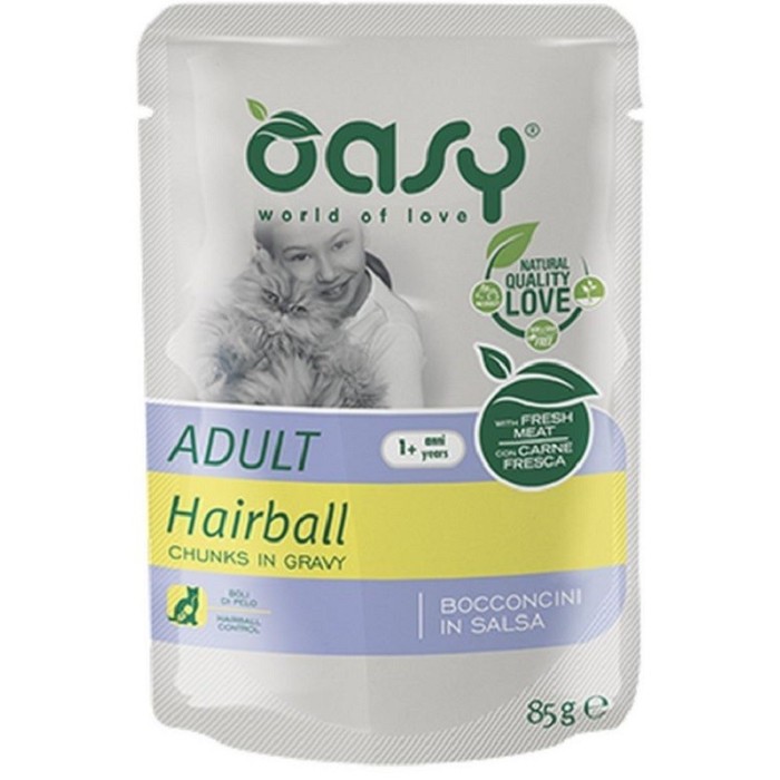 Oasy Bocconcini Hairball Pollo Gatto 85 g | Zoopluto